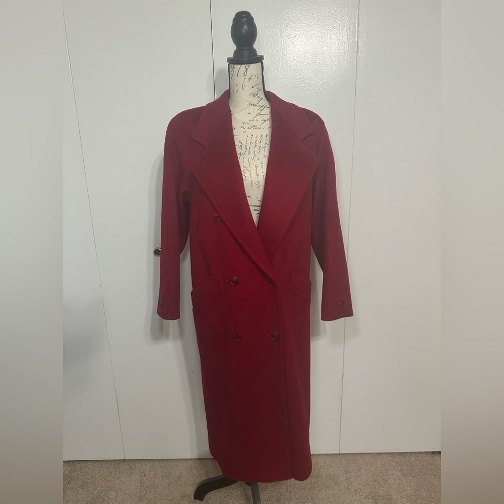 Vintage Cassidy Petite Red Double-Breasted Women's Coat 100% Wool. Made in USA